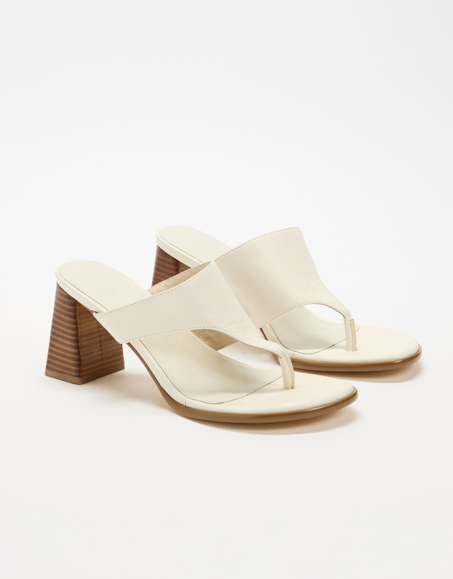 AERE - Cora Leather Block Thong Heels