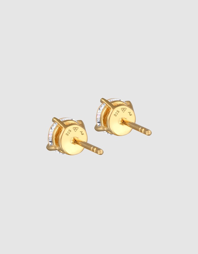 Kuzzoi - ICONIC EXCLUSIVE - Crystal Stud Earrings in Gold-Plated 925 Sterling Silver