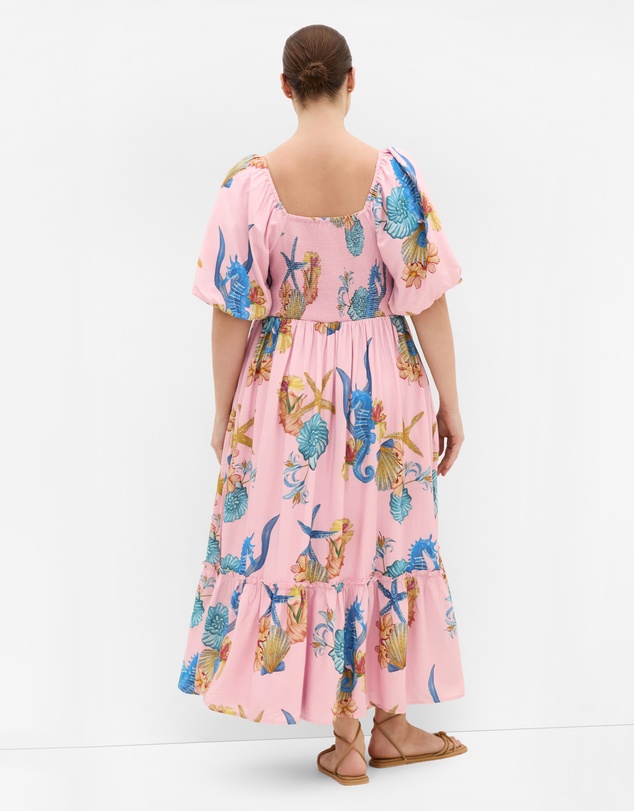 City Chic - Plus size Giselle Seahorse Print Maxi Dress - pink