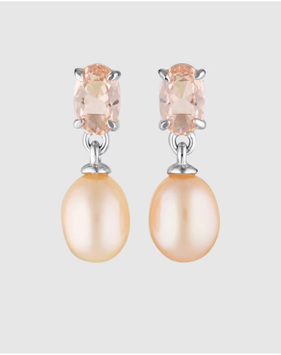 Georgini - Whitsundays Pink Freshwater Pearl And Morganite Cubic Zirconia Earrings Silver