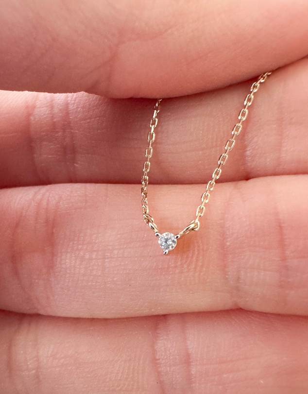 Luna Rae - Solid Gold - Petite Diamond Necklace Single