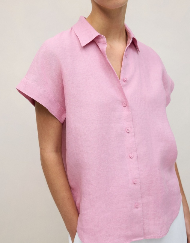 Trenery - Delave Linen Cap Sleeve Shirt in Soft Lilac