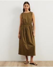 Atmos&Here - Cora Drawstring Poplin Midi Dress