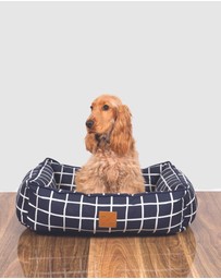 Mog & Bone - Bolster Dog Bed  - Navy Check