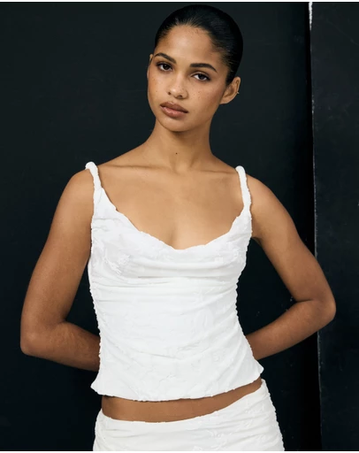 Lover - Elisabeth Cowl Neck Burnout Top