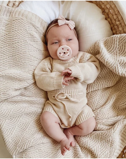 WITH LOVE FOR KIDS - Long Sleeve Knitted Romper - Babies