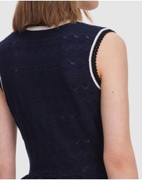 Self Portrait - Peplum Pointelle Knit Mini Dress