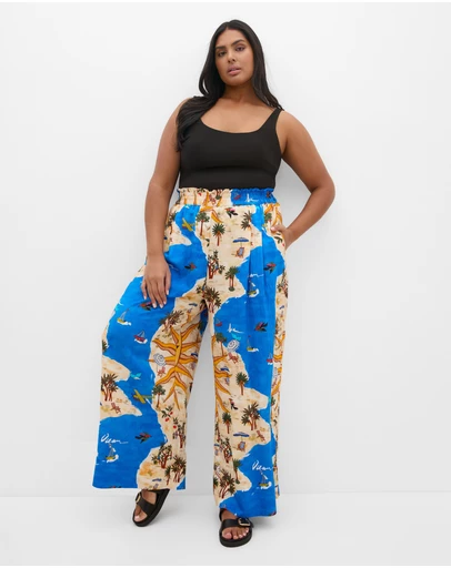 City Chic - Postcard Placement Print Pant