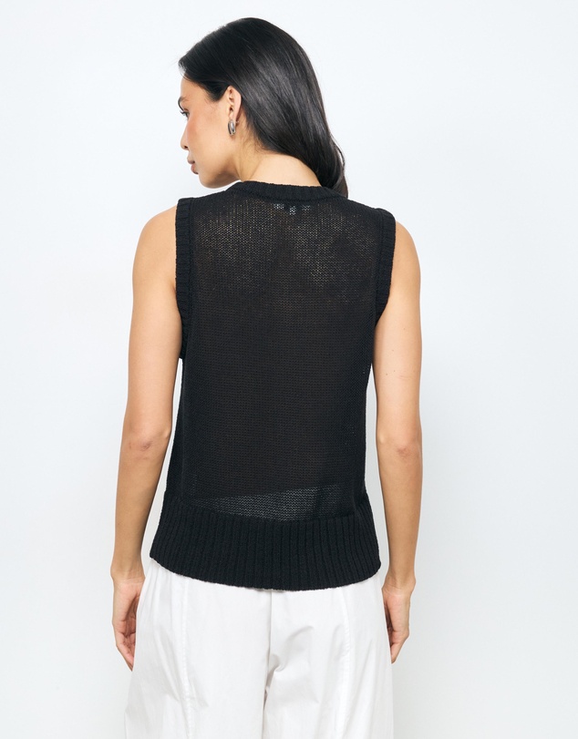 AERE - Lori Textured Organic Cotton Knit Vest
