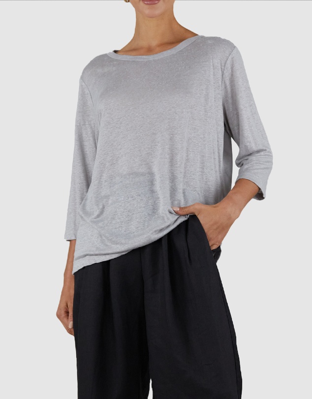 Amelius - Bronte Linen Three Quarter Jersey Top