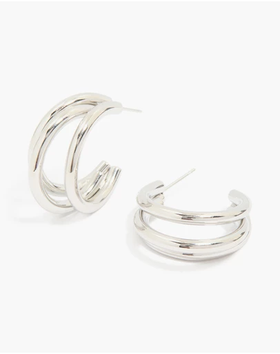 Lovisa - Waterproof Stainless Steel Triple Prong Hoop Earrings