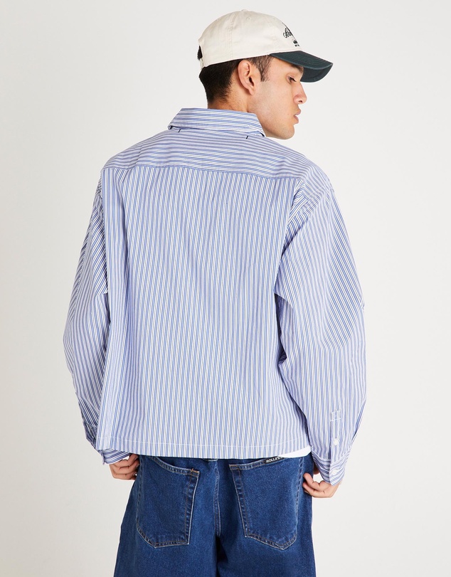 Black Noise White Rain - Miami Striped Long Sleeve Shirt