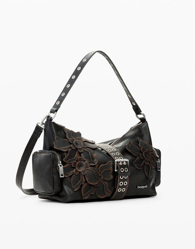 Desigual - Medium bag with flower appliqués