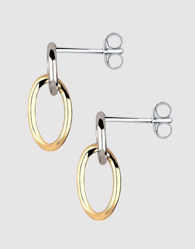 Elli Jewelry - Bicolor Circle Stud Earrings in 925 Silver