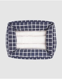 Mog & Bone - Bolster Dog Bed  - Navy Check