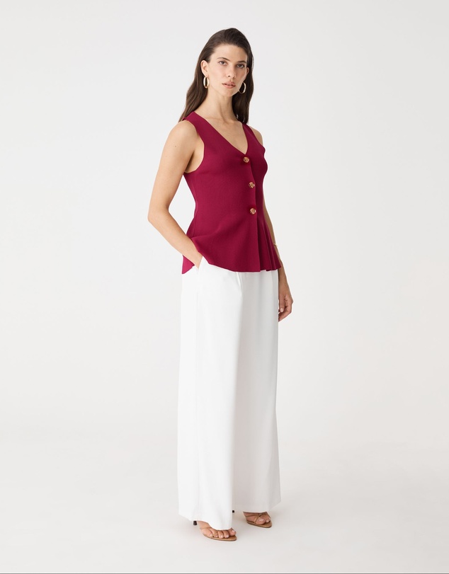 Forcast - Valerie Button Peplum Knit Top