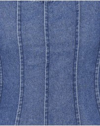 Petal & Pup - Saylor Denim Peplum Top - Blue Medium Wash