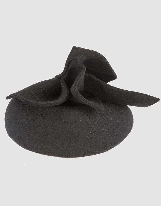 Max Alexander - Winter Black Felt Pillbox with Bow