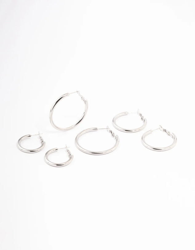 Lovisa - Waterproof Stainless Steel Large Basic Hoop Earrings Pack