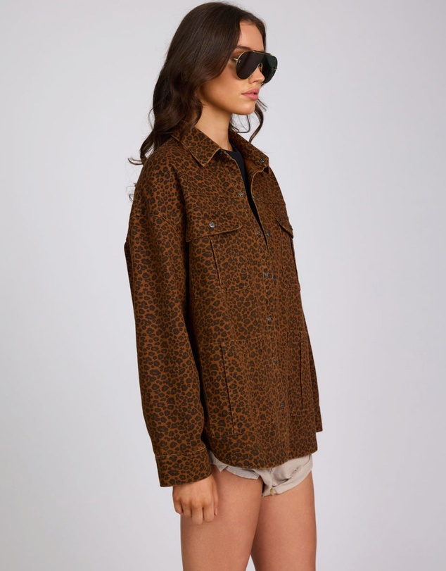 ONE TEASPOON - Longline Denim Jacket - Cheetah Print
