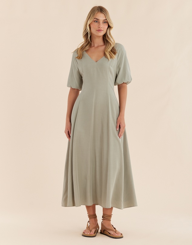 Amelius - Auguste Puff Sleeve Midi Dress