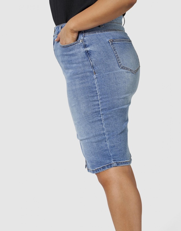 Sunday In The City - Two Men Down Denim Skirt