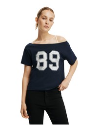 Cotton On - The Sporty Off Shoulder Graphic Tee