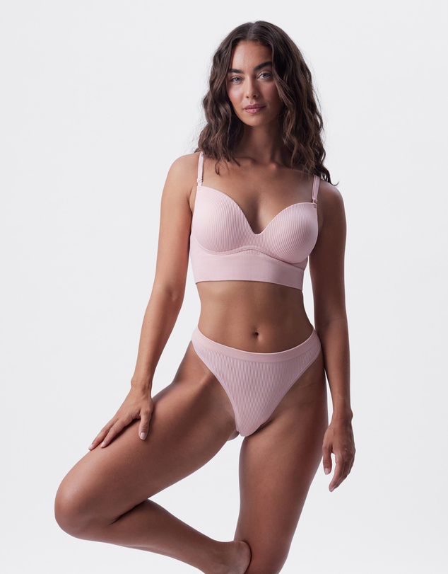 Bras N Things - Rib Basics Push Up Wirefree - Pink