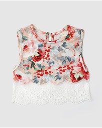 WITH LOVE FOR KIDS - Cotton Muslin Lace Top - Babies - Kids