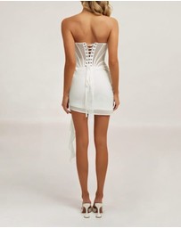 Heiress Beverly Hills - Chiffon Mesh Corset Flower Drape Mini Dress
