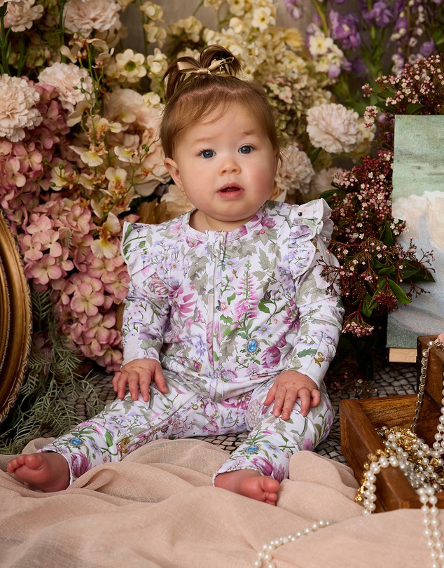 Fleur Harris - 'Heirloom Treasures' Precious Frill Coverall in Gardenia