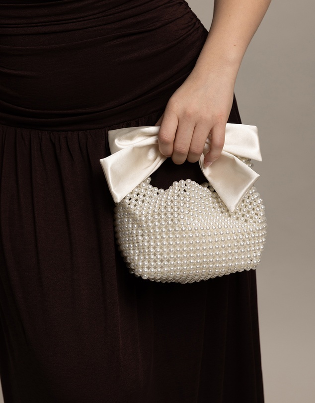 Morgan & Taylor - Amanda Beaded Bag in Pearl White
