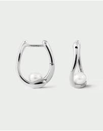 PDPAOLA - Pearl Aura Silver Hoops