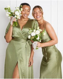 Six Stories - Wrap Tie Satin Bridesmaid Dress