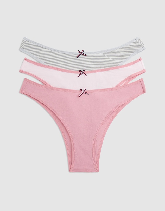 Tommy Hilfiger - 3 Pack Global Stripe Bow Tanga Thongs