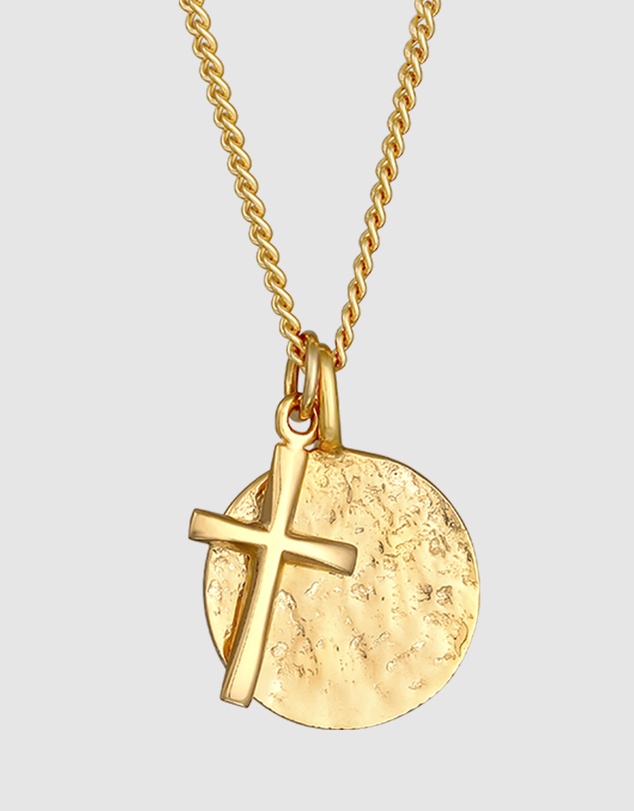 Kuzzoi - ICONIC EXCLUSIVE - Long Necklace with Cross Pendant in Gold-Plated 925 Sterling Silver