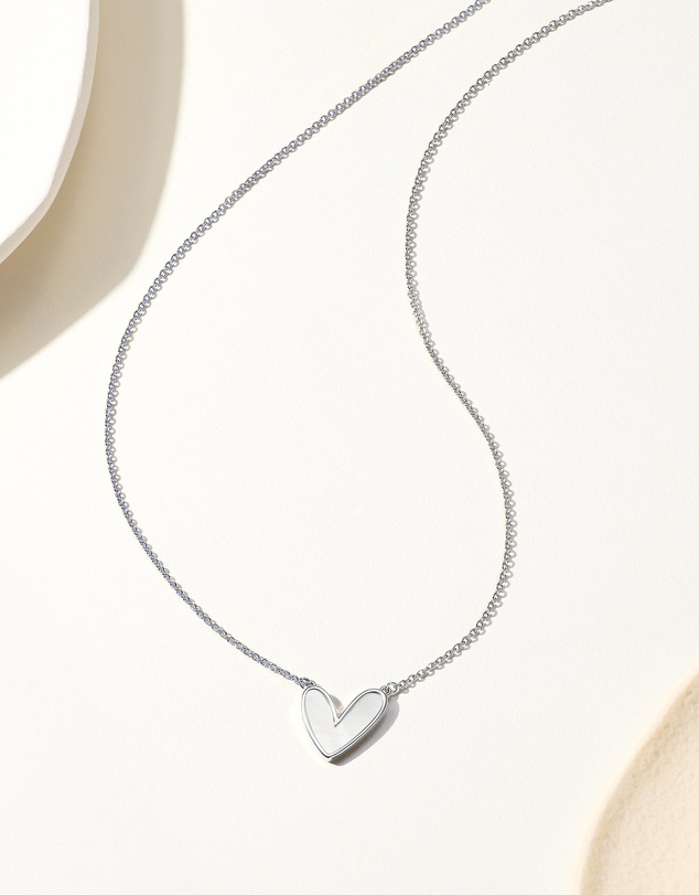 Mestige - Pearl Heart Necklace - Silver Plated