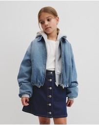 Country Road - Teen Denim Pleated Bomber