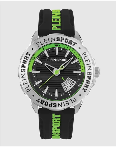 Plein Sport - Plein Rampage 44mm Black dial and Black Green Silicone strap