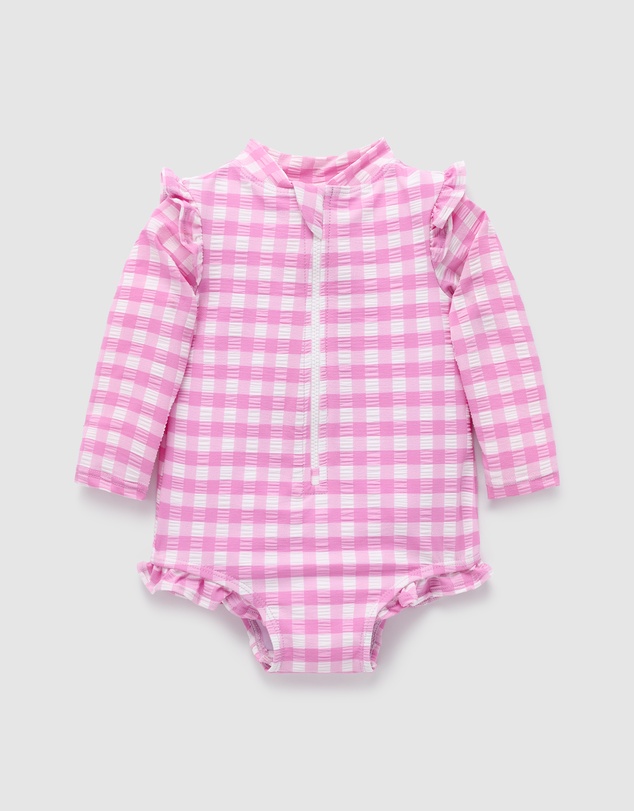 Purebaby - Printed Frilly Long Sleeve Swimsuit- Kids-Babies