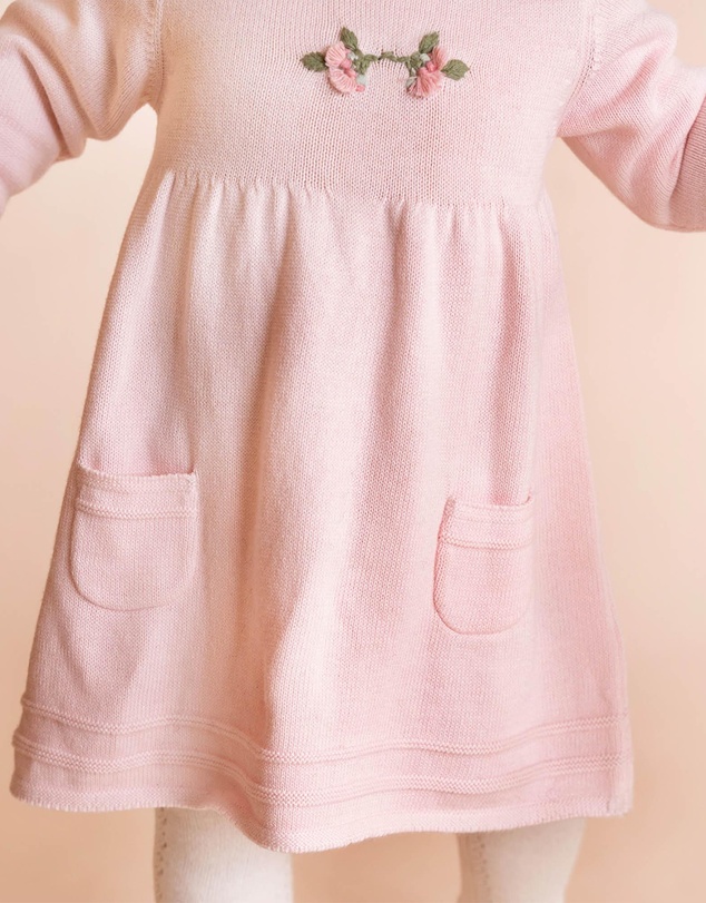Bebe by Minihaha - Charlie Organic Hand Embroidered Knit Dress - Babies