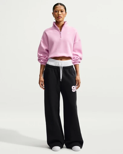 Nike - Studio Fleece Medium Weight Oversized 1/4-Zip Cropped Top