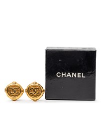 Pre-Loved by Azura Reborn - Pre-Loved Gold Plated CC Round Clip On Earrings