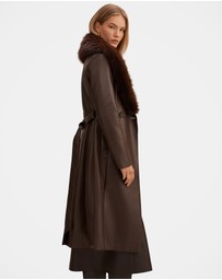 Forever New - Faith Faux Fur Collar Vegan Leather Trench Coat