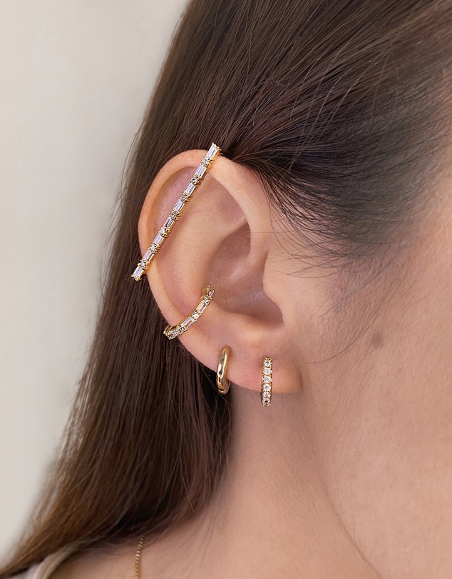 Wanderlust + Co - Classic Pave Gold 10mm Huggie Earrings