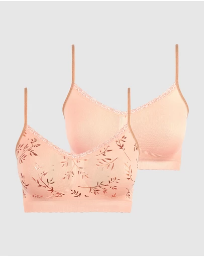 Billet Doux - Zen Anniversaire Crop Top Style Wirefree Bralette - 2 Pack