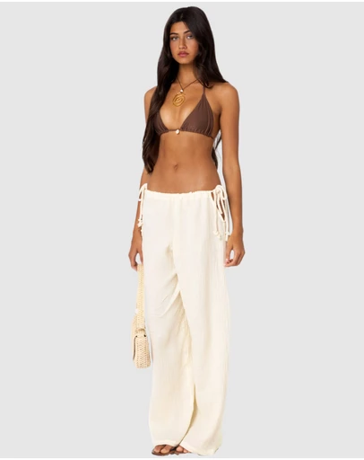 EDIKTED - Leoni Side Tie Cotton Gauze Pants