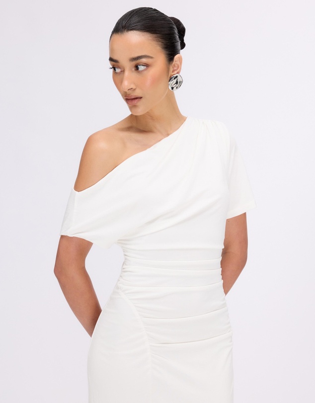 Revibe - Repaired Minima Esenciales Etta Jersey Off Shoulder Midi Dress - AU 10