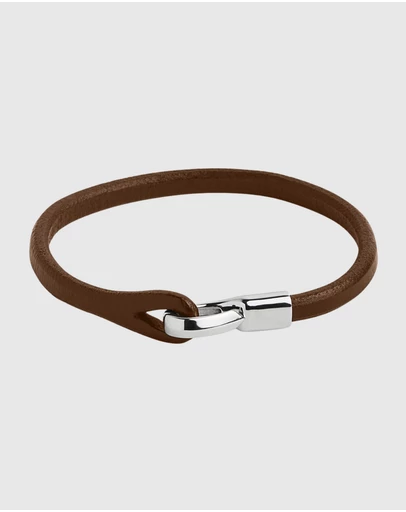 Najo - Kinship Tan Leather & Steel Bracelet (21cm)