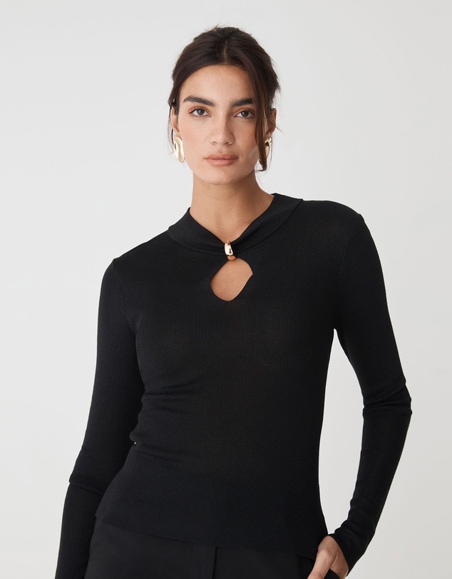 Forcast - Ciara Keyhole Lurex Knit Top